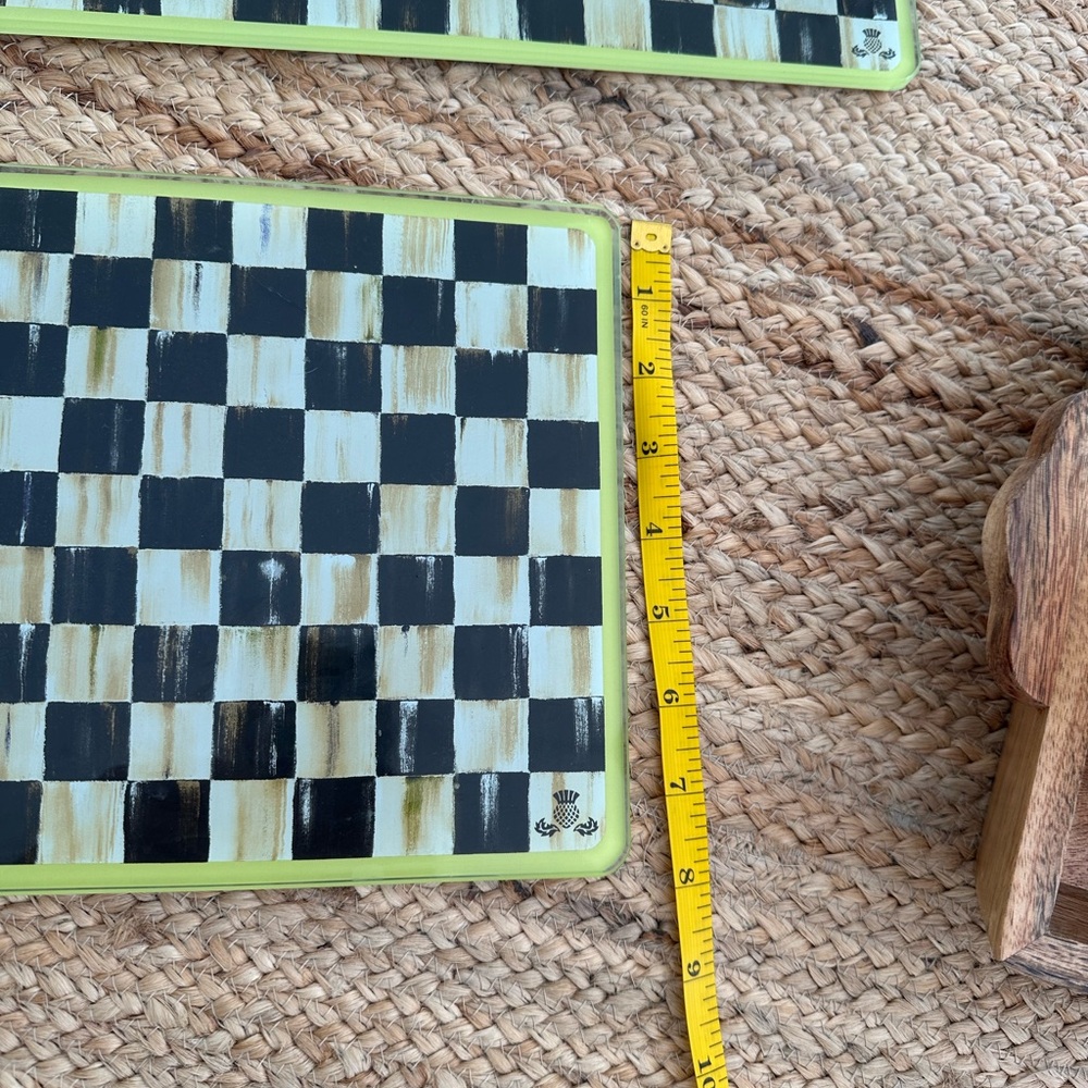 MacKenzie-Childs Checkered Cutting Boards - Black, White, Green - Picture 5 of 9